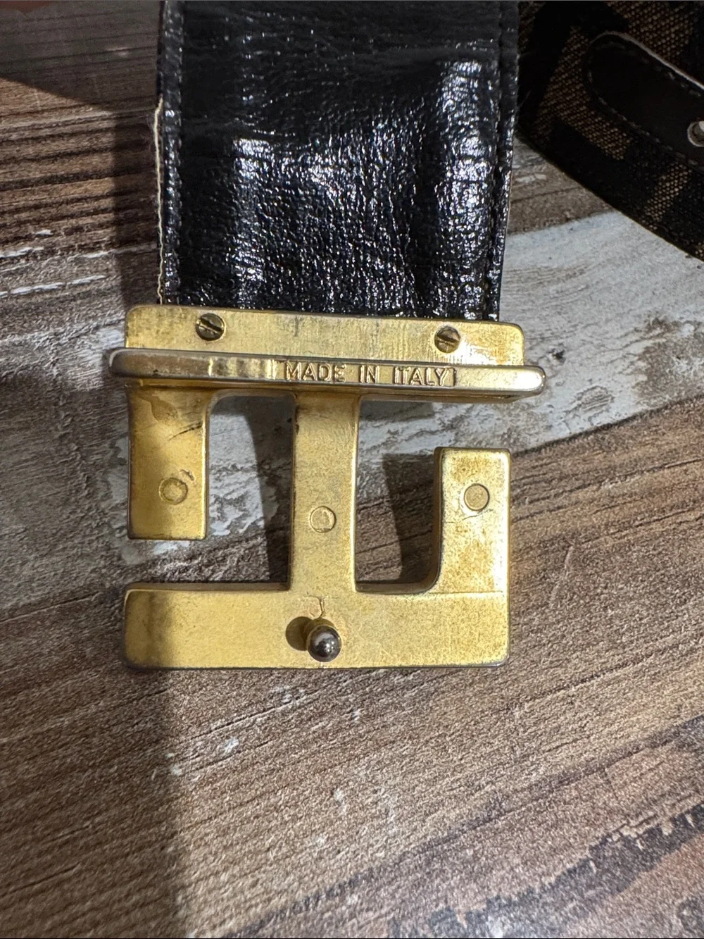 Fendi FF Brown Canvas Belt with Gold Double-F Buckle - XXS - 30in/76cm